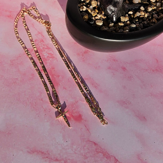 CADENA DE CRUZ DE ORO LAMINADO 22 INCHES